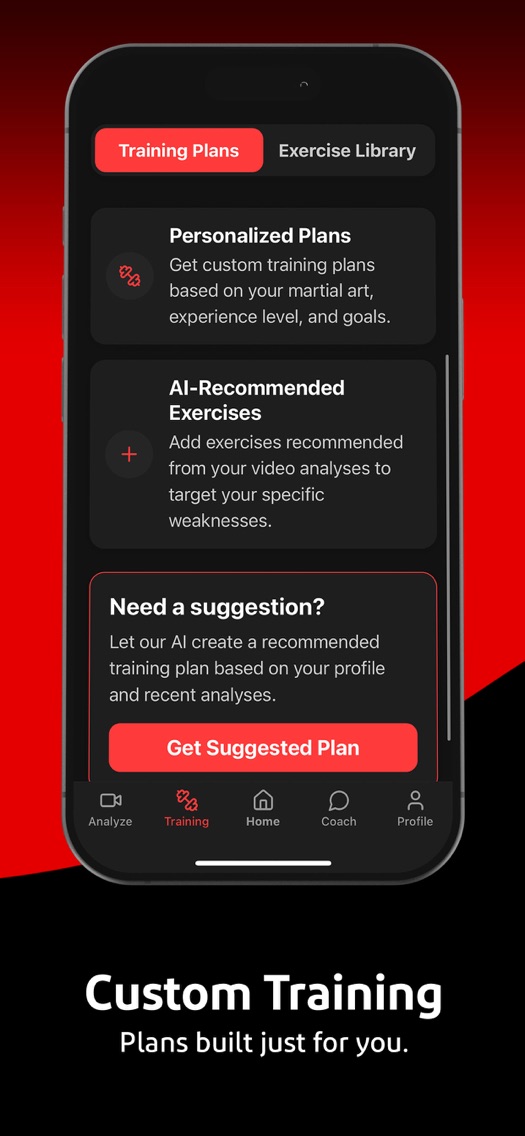 Fight AI app screen with personalized training plans