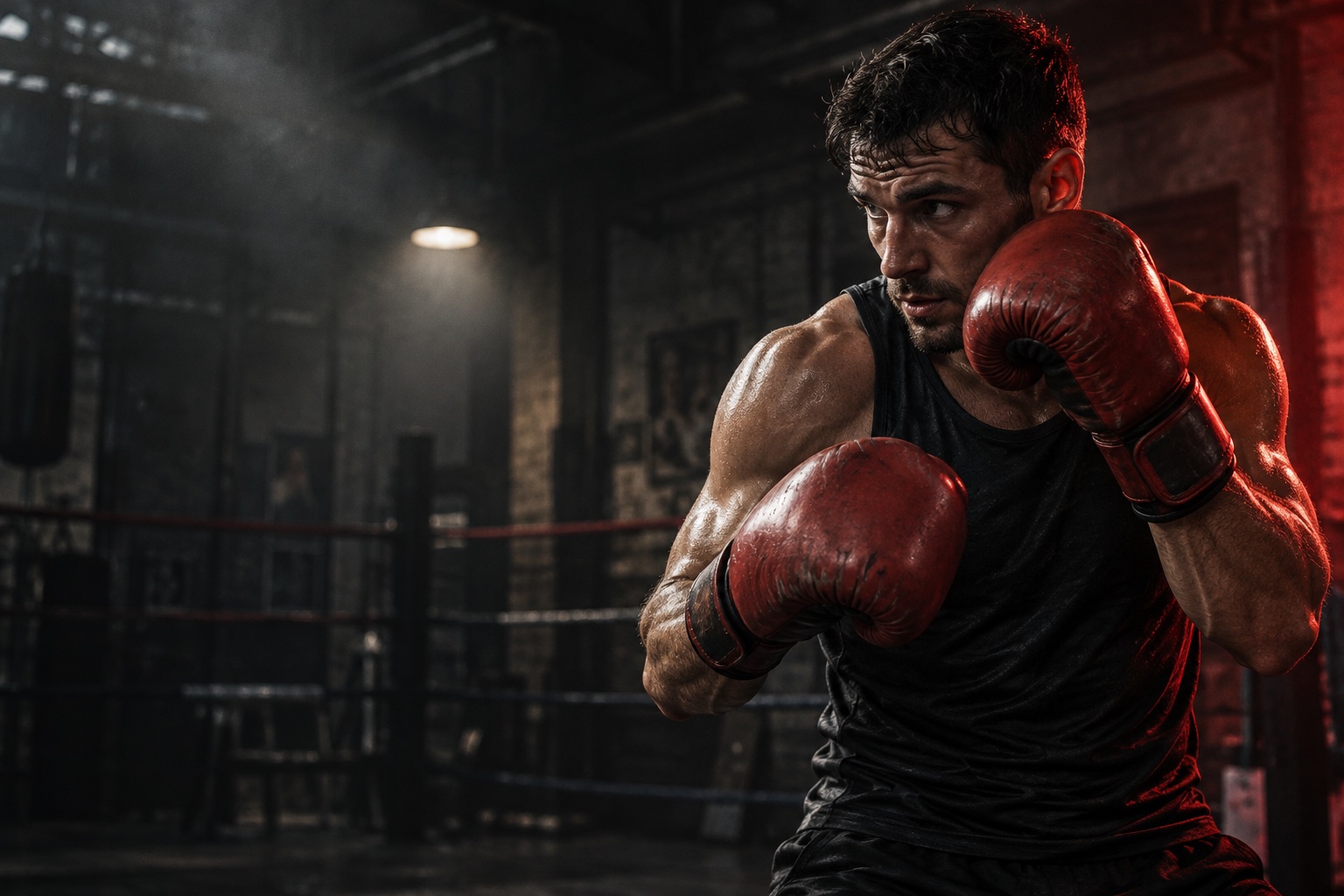 Illustration of a boxer training in a gym